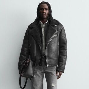 (#13) Zara COMBINATION FAUX LEATHER JACKET